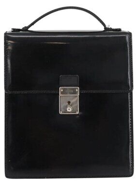 GUCCI Hand Bag Patent leather Black Silver 018 123 1003 Auth
